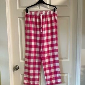J. Crew Pink & White Checkered Lounge/Pajama Pants - Women's Small, 100% Cotton,